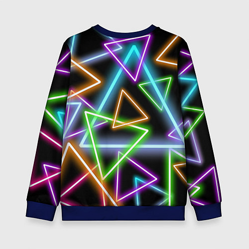 Детский свитшот Неоновые треугольники - текстура / 3D-Синий – фото 2