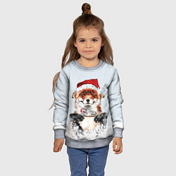 Свитшот детский Merry Christmas foxy, цвет: 3D-меланж — фото 2