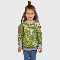 Свитшот детский Винтажные ветви оливок, цвет: 3D-меланж — фото 2