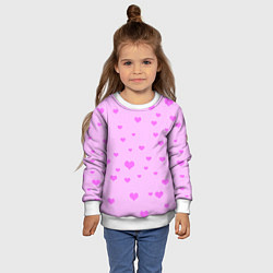 Свитшот детский Сердечки розовые абстракция, цвет: 3D-белый — фото 2