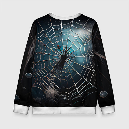 Детский свитшот Halloween - паутина на фоне мрачного неба / 3D-Белый – фото 2