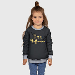 Свитшот детский Happy Halloween надпись с летучими мышами, цвет: 3D-меланж — фото 2
