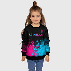 Свитшот детский AC Milan - neon gradient: символ сверху, цвет: 3D-черный — фото 2