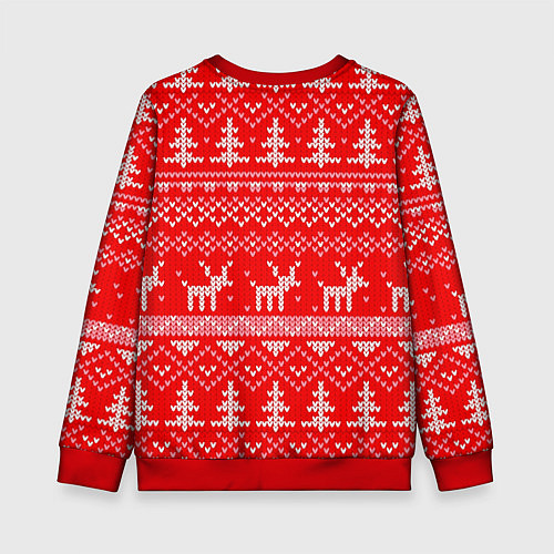 Детский свитшот Рождественский красный свитер с оленями / 3D-Красный – фото 2