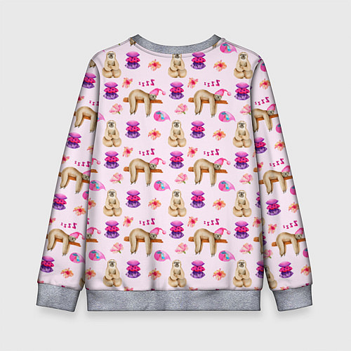 Детский свитшот Сонный ленивец с подушками / 3D-Меланж – фото 2