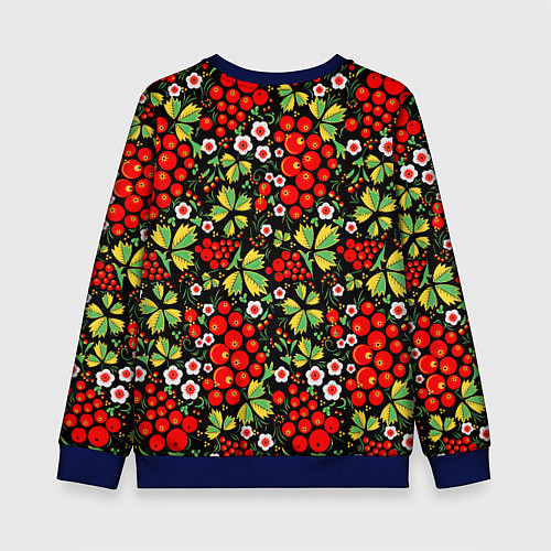 Детский свитшот Русские узоры - цветы и ягоды / 3D-Синий – фото 2