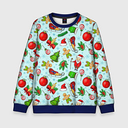 Свитшот детский Новогодний паттерн, цвет: 3D-синий