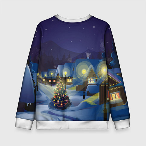 Детский свитшот Новый год в деревне / 3D-Белый – фото 2