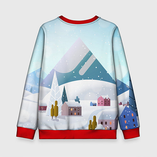 Детский свитшот Зимние горы - минимализм / 3D-Красный – фото 2