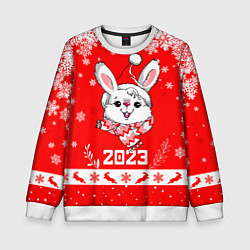 Свитшот детский Праздничный кролик 2023, цвет: 3D-белый