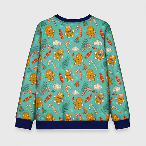 Детский свитшот Новогодний паттерн с печеньем и конфетами / 3D-Синий – фото 2