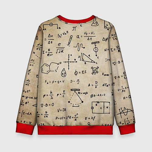 Детский свитшот Научные формулы на старой бумаге / 3D-Красный – фото 2
