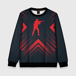 Свитшот детский Красный символ Counter Strike на темном фоне со ст, цвет: 3D-черный