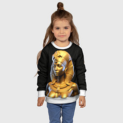 Свитшот детский Нейросеть - золотая египетская богиня, цвет: 3D-белый — фото 2