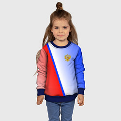 Свитшот детский Россия полосы с гербом, цвет: 3D-синий — фото 2