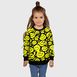 Свитшот детский Кислотный желтый смайлик, цвет: 3D-черный — фото 2