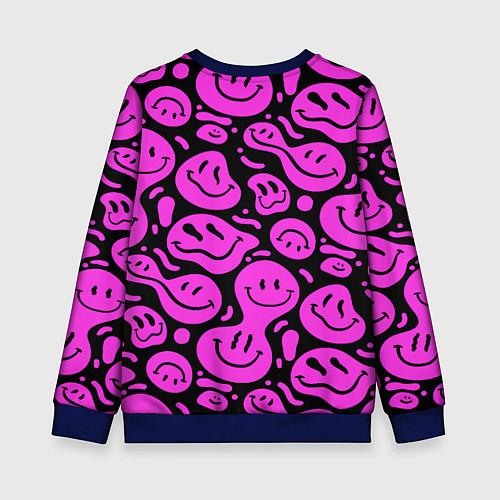 Детский свитшот Кислотный розовый в смайликах / 3D-Синий – фото 2