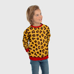 Свитшот детский Текстура леопарда, цвет: 3D-красный — фото 2