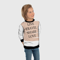 Свитшот детский Live travel share love, цвет: 3D-черный — фото 2
