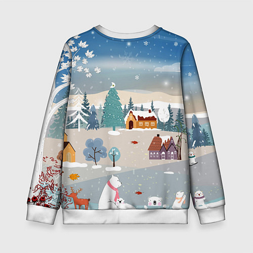 Детский свитшот Мордочка кролика - новый год / 3D-Белый – фото 2