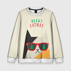 Свитшот детский Meowy catwas, цвет: 3D-белый
