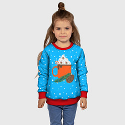 Свитшот детский Кружечка какао с маршмеллоу, цвет: 3D-красный — фото 2