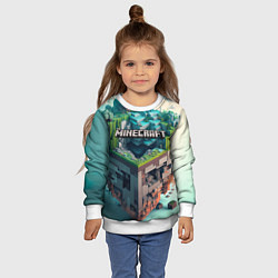 Свитшот детский Блоки Майнкрафт, цвет: 3D-белый — фото 2