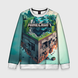 Свитшот детский Блоки Майнкрафт, цвет: 3D-белый