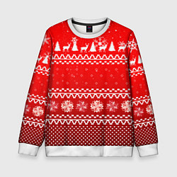 Свитшот детский Узор с оленями и ёлками, цвет: 3D-белый