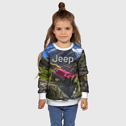 Свитшот детский Chrysler Jeep Wrangler Rubicon - горы, цвет: 3D-белый — фото 2