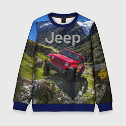 Свитшот детский Chrysler Jeep Wrangler Rubicon - горы, цвет: 3D-синий
