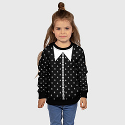 Свитшот детский Уэнсдей Аддамс: униформа с черепами, цвет: 3D-черный — фото 2