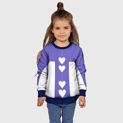 Свитшот детский Белые сердца на фиолетовом, цвет: 3D-синий — фото 2