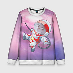 Свитшот детский Обезьянка в космосе, цвет: 3D-белый