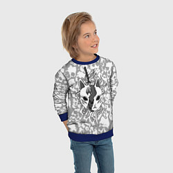 Свитшот детский ЧБ Кицунэ, цвет: 3D-синий — фото 2