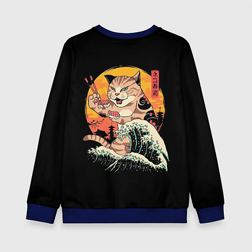 Детский свитшот Big wave cat / 3D-Синий – фото 2