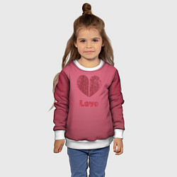 Свитшот детский Сердце с любовью гранж, цвет: 3D-белый — фото 2