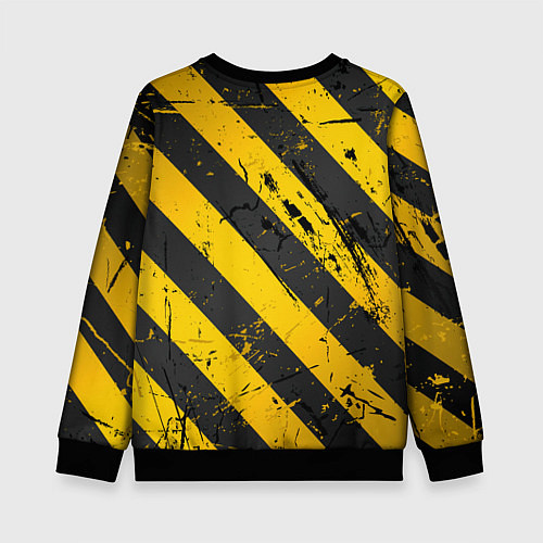 Детский свитшот WARNING - желто-черные полосы / 3D-Черный – фото 2