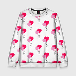 Свитшот детский Шарики-сердечки на День Влюбленных, цвет: 3D-белый