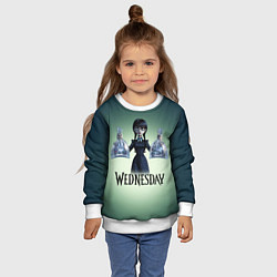 Свитшот детский Уэнсдэй с пираньями, цвет: 3D-белый — фото 2