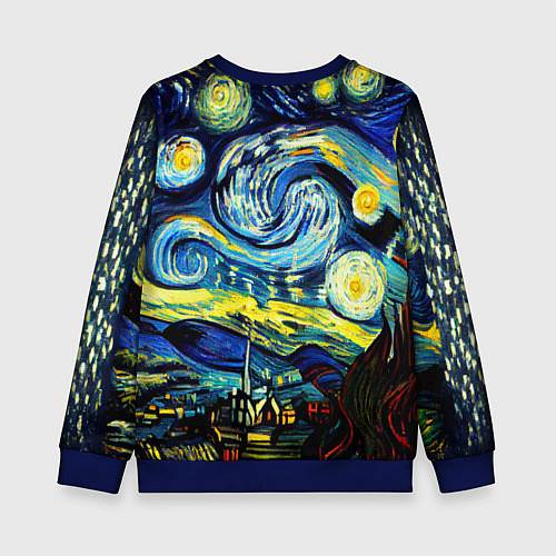 Детский свитшот Винсент ван Гог, звездная ночь / 3D-Синий – фото 2