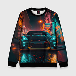 Свитшот детский GTR в ночном городе, цвет: 3D-черный