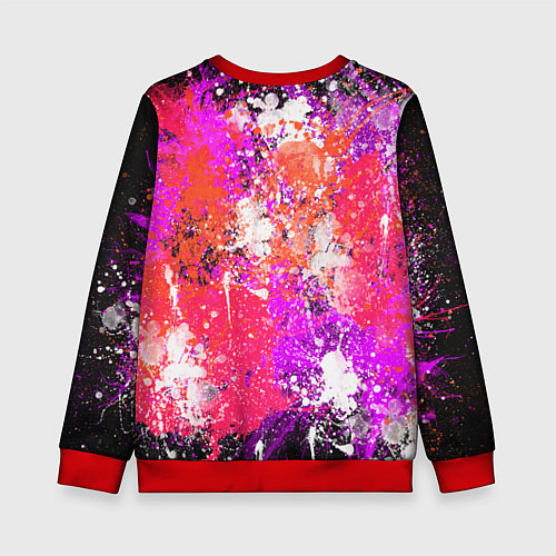 Детский свитшот Разбрызганная красная краска - темный фон / 3D-Красный – фото 2