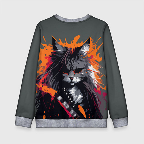 Детский свитшот Rocker Cat on a gray background - C-Cats collectio / 3D-Меланж – фото 2