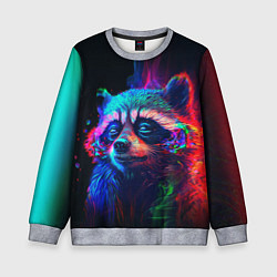 Свитшот детский Енот в неоновой дымке, цвет: 3D-меланж