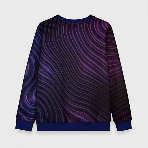 Детский свитшот Фиолетово-синяя волнообразная абстракция / 3D-Синий – фото 2