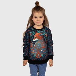Свитшот детский Рыжая лиса с орнаментом, цвет: 3D-черный — фото 2