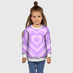 Свитшот детский Hearts purple, цвет: 3D-белый — фото 2