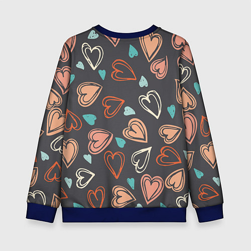 Детский свитшот Много сердец / 3D-Синий – фото 2