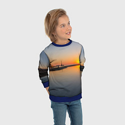 Свитшот детский Санкт-Петербург, закат на Финском заливе, цвет: 3D-синий — фото 2